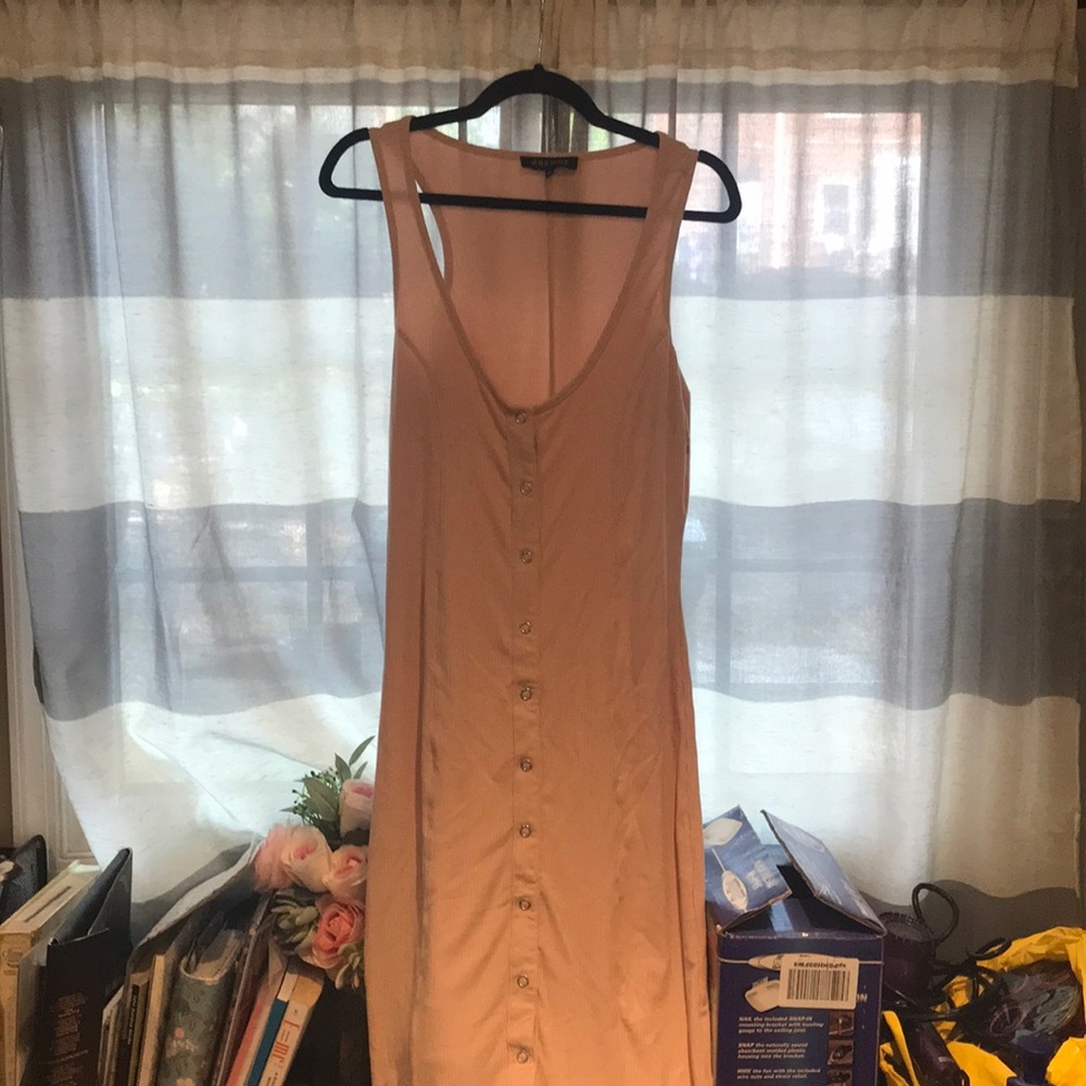 Blush Pink plus bodycon button through